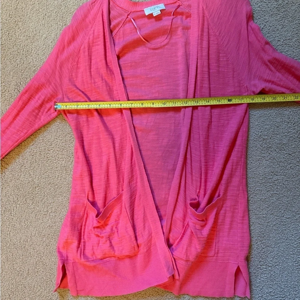 Loft Outlet | Coral Pink Open Cardigan | 100% Cotton | Size M - Picture 5 of 7